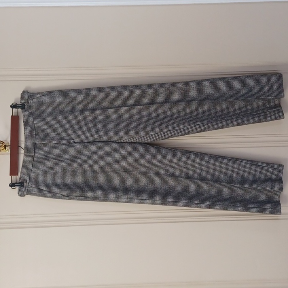 Officine Generale Paris W10 Flat Front Black/ White Small Checkered Wool Pants